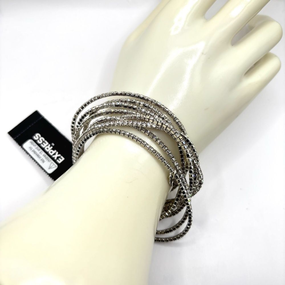 Express Silver Rhinestone Bracelet 8pc Set - Picture 3 of 6
